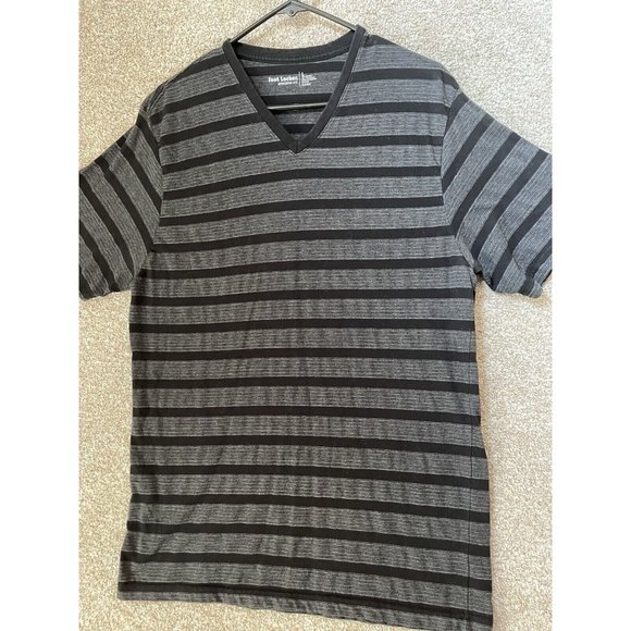 Foot Locker Shirts Foot Locker Mens Black Gray Striped Athletic Fit Vneck Shirt Size Large